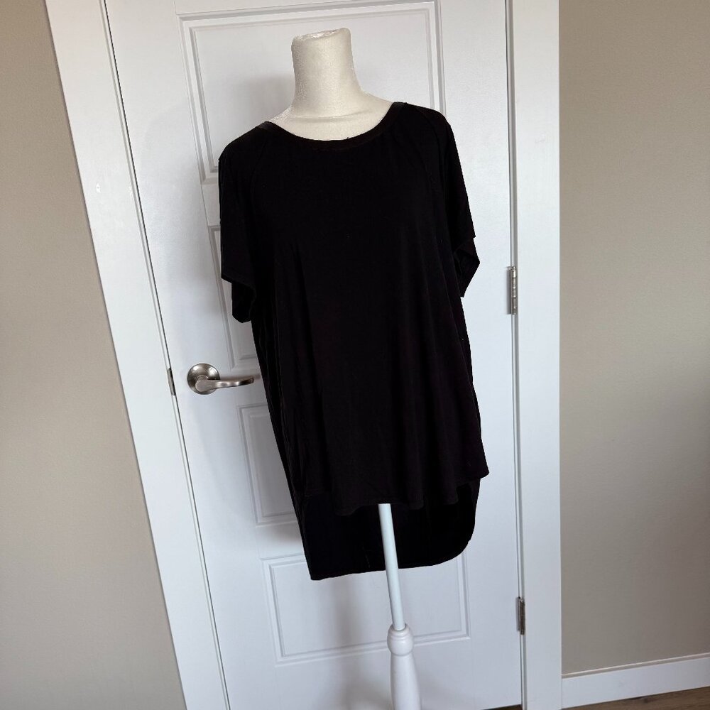 Joan Vass Black Short Sleeved Tunic Blouse - XXL